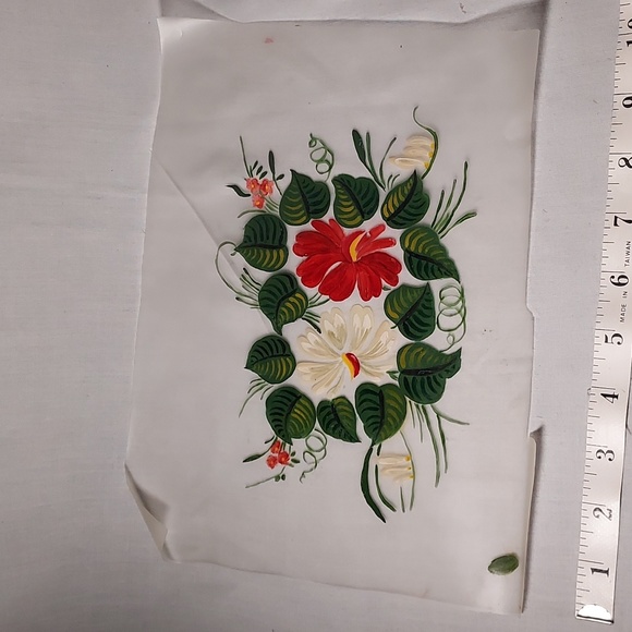 RARE and Vintage Hand Painted Flowers on Plastic Like Paper With Instructions - Picture 7 of 16